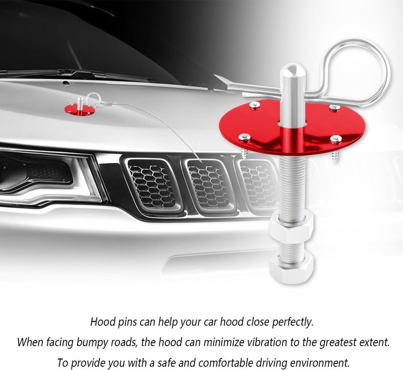 Stacool Stainless Steel Hood Pins Kit - Quick Latch for Reducing Shaking - Universal Automotive Exterior Accessories for Cars, SUVs, Trucks (Red) - Image 5